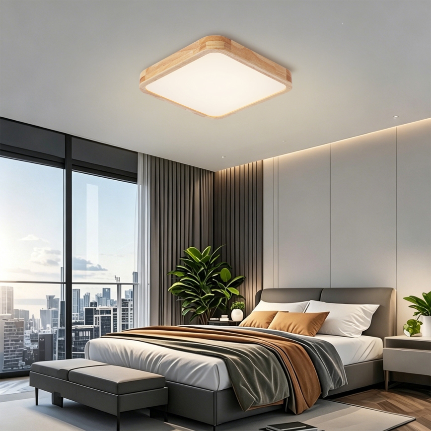 BRILAGI - LED stmievateľné stropné svietidlo WOODLINE SQUARE LED/48W/230V 3000-6000K dub 40x40 cm + diaľkové ovládanie