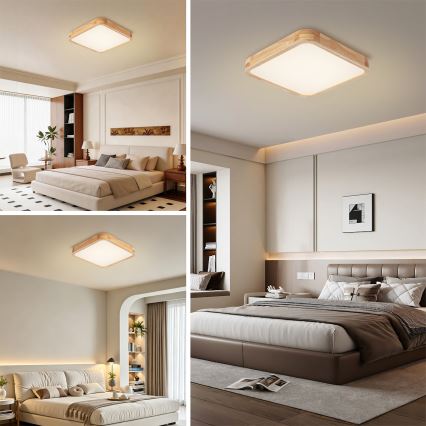 BRILAGI - LED stmievateľné stropné svietidlo WOODLINE SQUARE LED/48W/230V 3000-6000K dub 40x40 cm + diaľkové ovládanie