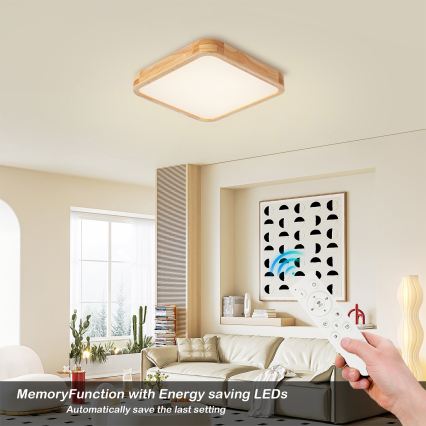 BRILAGI - LED stmievateľné stropné svietidlo WOODLINE SQUARE LED/48W/230V 3000-6000K dub 40x40 cm + diaľkové ovládanie