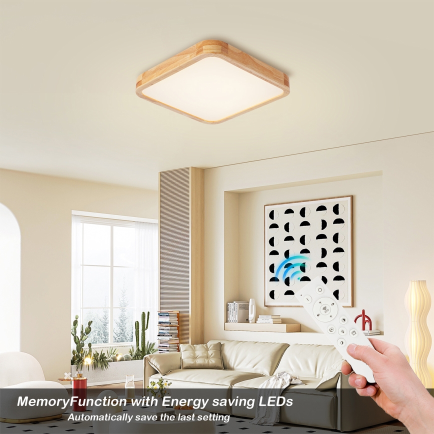 BRILAGI - LED stmievateľné stropné svietidlo WOODLINE SQUARE LED/48W/230V 3000-6000K dub 40x40 cm + diaľkové ovládanie
