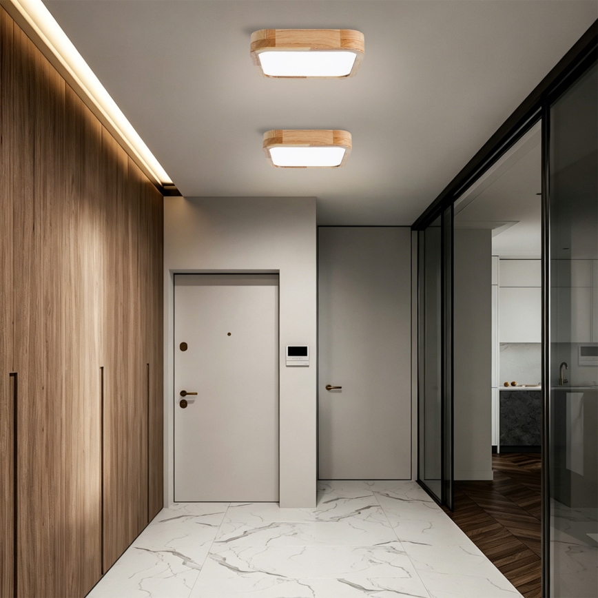 BRILAGI - LED stmievateľné stropné svietidlo WOODLINE SQUARE LED/48W/230V 3000-6000K dub 40x40 cm + diaľkové ovládanie
