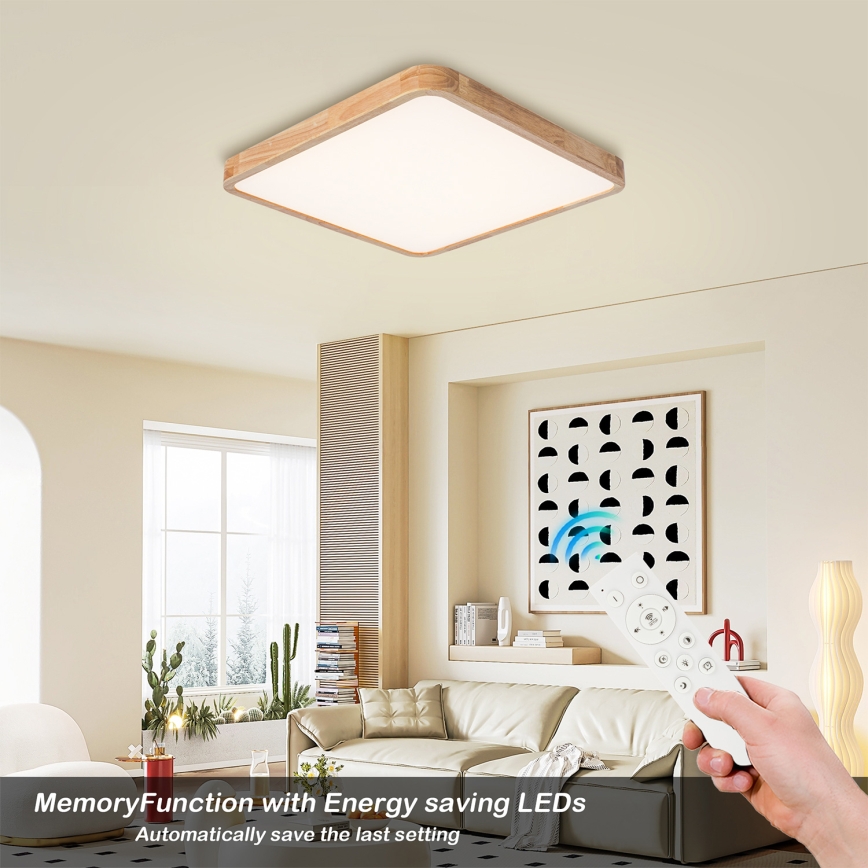 BRILAGI - LED stmievateľné stropné svietidlo WOODLINE SQUARE LED/80W/230V 3000-6000K dub 60x60 cm + diaľkové ovládanie
