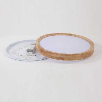 Brilagi - LED stmievateľné stropné svietidlo WOODROUND LED/30W/230V 3000-6000K priemer 40 cm drevo CRI 90 + diaľkové ovládanie
