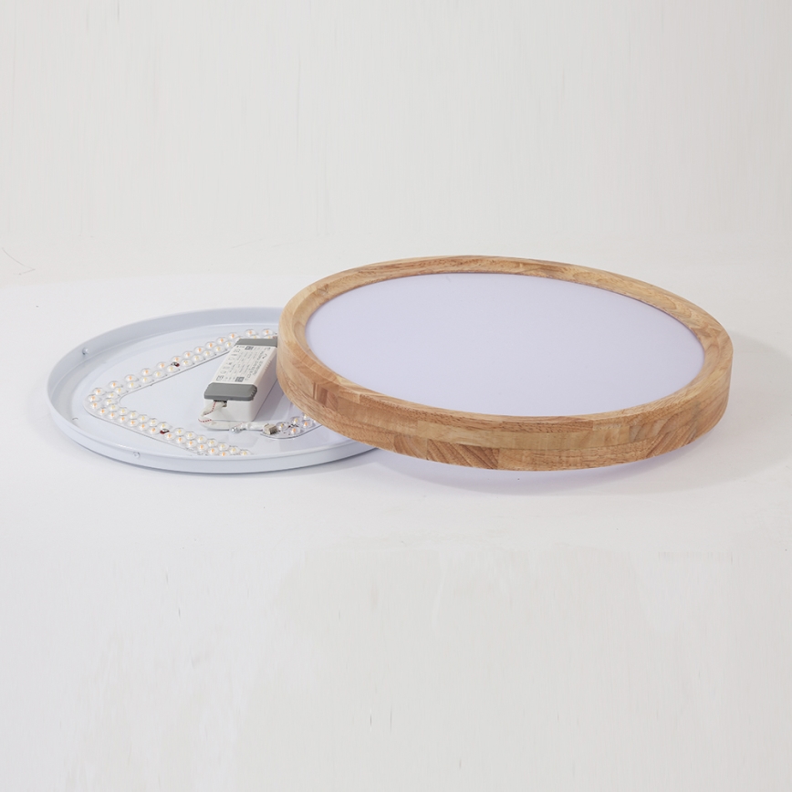 Brilagi - LED stmievateľné stropné svietidlo WOODROUND LED/30W/230V 3000-6000K priemer 40 cm drevo CRI 90 + diaľkové ovládanie