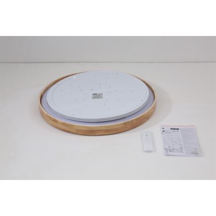 Brilagi - LED stmievateľné stropné svietidlo WOODROUND LED/40W/230V 3000-6000K, priemer 60 cm, drevo, CRI 90 + diaľkové ovládanie