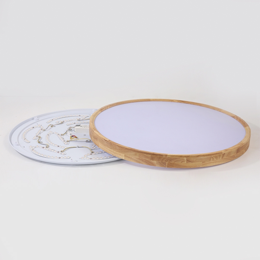 Brilagi - LED stmievateľné stropné svietidlo WOODROUND LED/70W/230V 3000-6000K pr. 80 cm drevo CRI 90 + diaľkové ovládanie