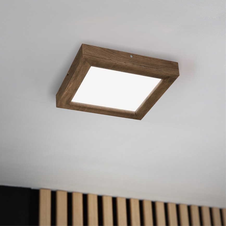 Brilagi - LED Stmievateľné kúpeľňové stropné svietidlo WOODY FRAME LED/24W/230V dub orech 30x30 cm 3000-6000K IP44 + diaľkové ovládanie
