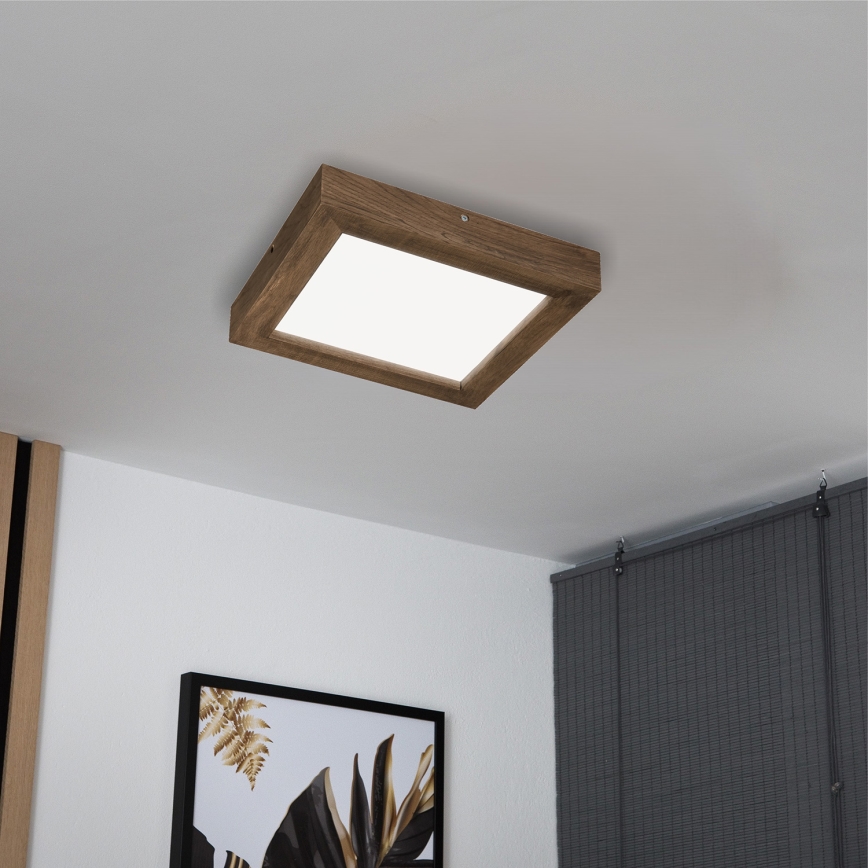 Brilagi - LED Stmievateľné kúpeľňové stropné svietidlo WOODY FRAME LED/24W/230V dub orech 30x30 cm 3000-6000K IP44 + diaľkové ovládanie