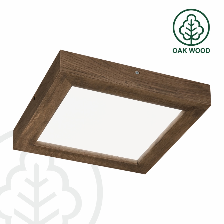 Brilagi - LED Stmievateľné kúpeľňové stropné svietidlo WOODY FRAME LED/24W/230V dub orech 30x30 cm 3000-6000K IP44 + diaľkové ovládanie