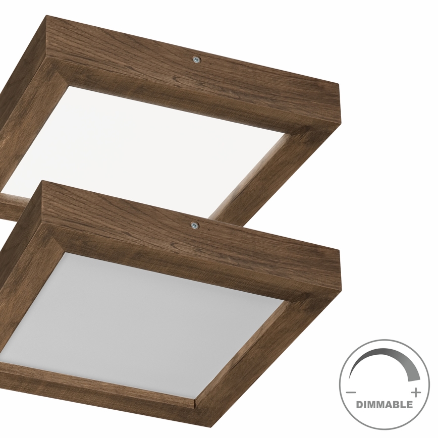 Brilagi - LED Stmievateľné kúpeľňové stropné svietidlo WOODY FRAME LED/24W/230V dub orech 30x30 cm 3000-6000K IP44 + diaľkové ovládanie