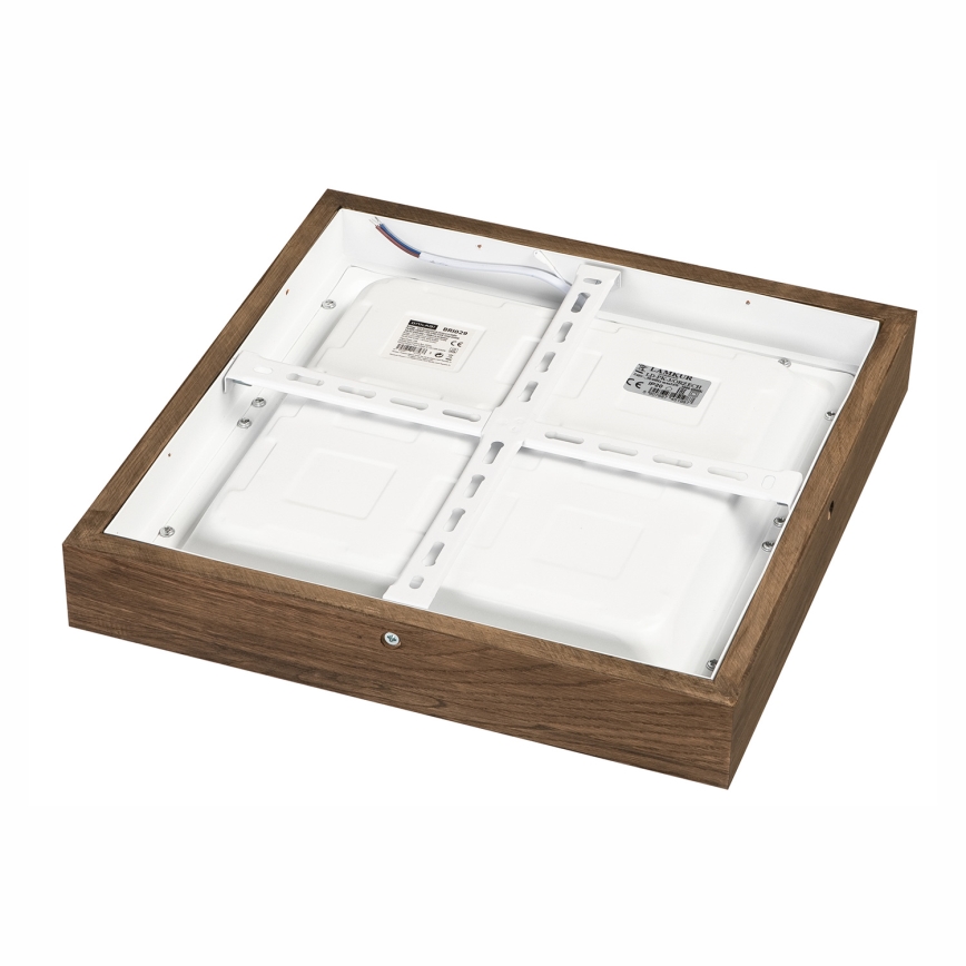 Brilagi - LED Stmievateľné kúpeľňové stropné svietidlo WOODY FRAME LED/24W/230V dub orech 30x30 cm 3000-6000K IP44 + diaľkové ovládanie