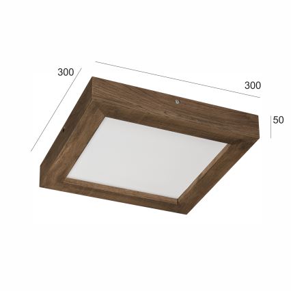 Brilagi - LED Stmievateľné kúpeľňové stropné svietidlo WOODY FRAME LED/24W/230V dub orech 30x30 cm 3000-6000K IP44 + diaľkové ovládanie