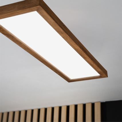 Brilagi - LED Stmievateľné kúpeľňové stropné svietidlo WOODY FRAME LED/50W/230V dub čerešňa 120x30 cm 3000-6000K IP44 + diaľkové ovládanie
