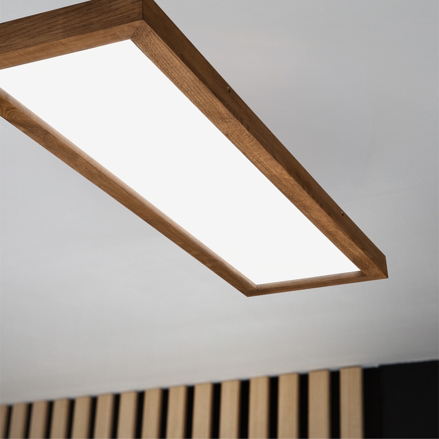 Brilagi - LED Stmievateľné kúpeľňové stropné svietidlo WOODY FRAME LED/50W/230V dub čerešňa 120x30 cm 3000-6000K IP44 + diaľkové ovládanie