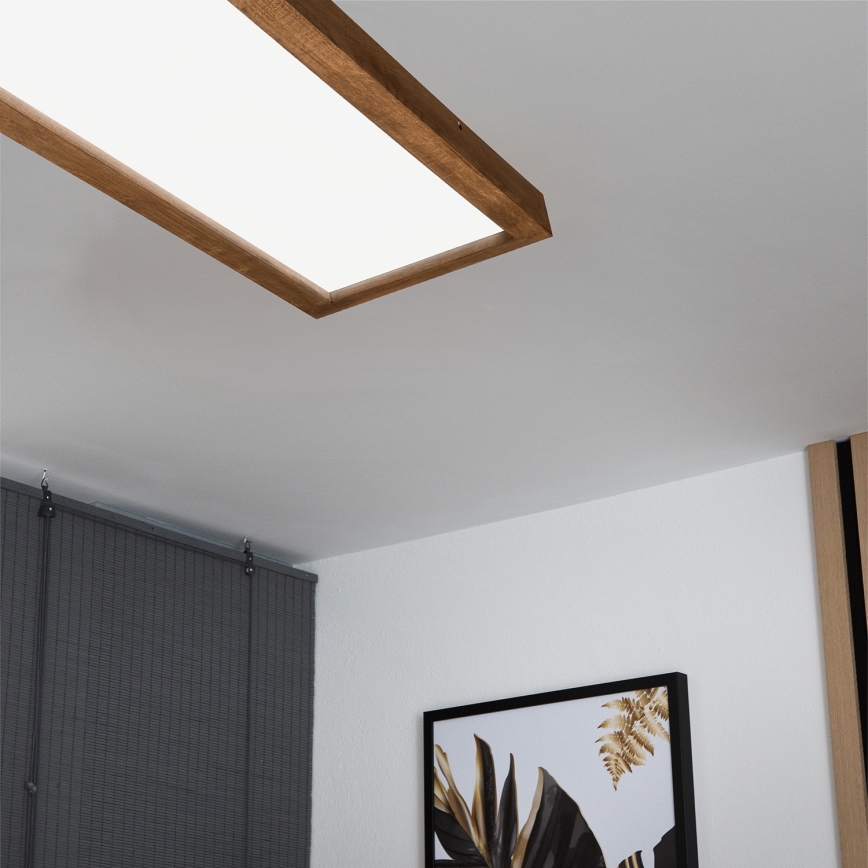 Brilagi - LED Stmievateľné kúpeľňové stropné svietidlo WOODY FRAME LED/50W/230V dub čerešňa 120x30 cm 3000-6000K IP44 + diaľkové ovládanie