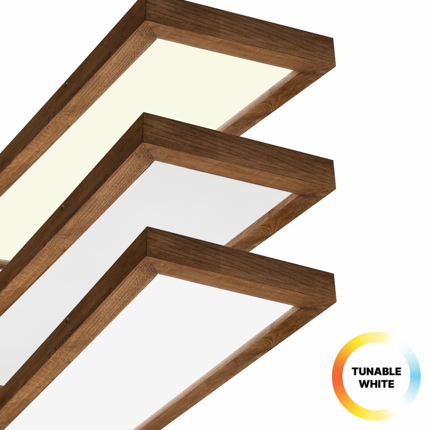 Brilagi - LED Stmievateľné kúpeľňové stropné svietidlo WOODY FRAME LED/50W/230V dub čerešňa 120x30 cm 3000-6000K IP44 + diaľkové ovládanie