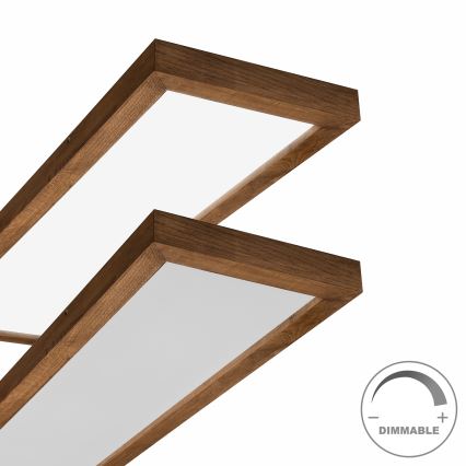 Brilagi - LED Stmievateľné kúpeľňové stropné svietidlo WOODY FRAME LED/50W/230V dub čerešňa 120x30 cm 3000-6000K IP44 + diaľkové ovládanie