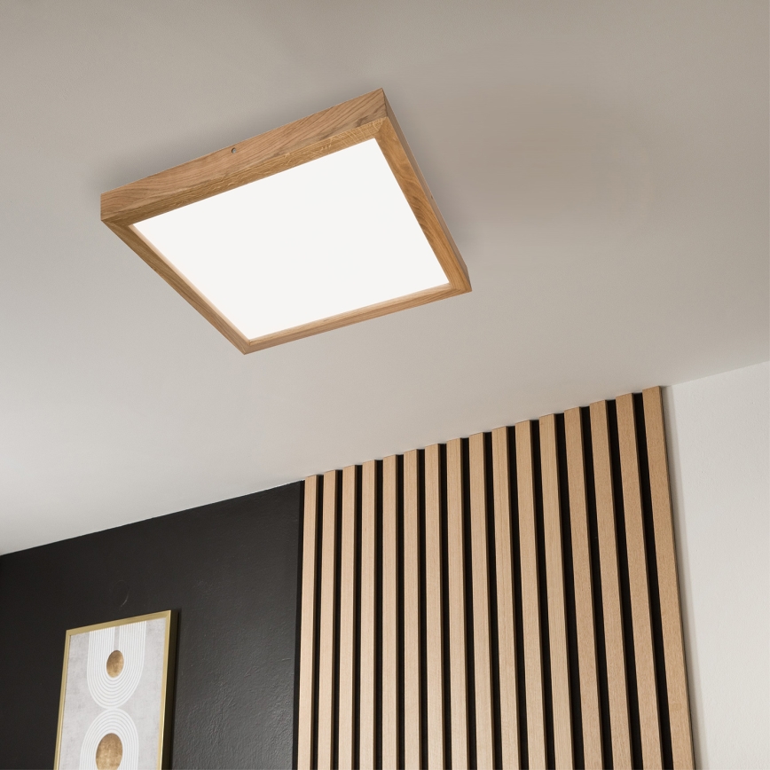 Brilagi - LED Stmievateľné kúpeľňové stropné svietidlo WOODY FRAME LED/50W/230V dub 60x60 cm 3000-6000K IP44 + diaľkové ovládanie