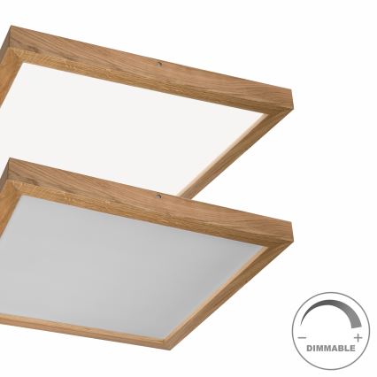 Brilagi - LED Stmievateľné kúpeľňové stropné svietidlo WOODY FRAME LED/50W/230V dub 60x60 cm 3000-6000K IP44 + diaľkové ovládanie