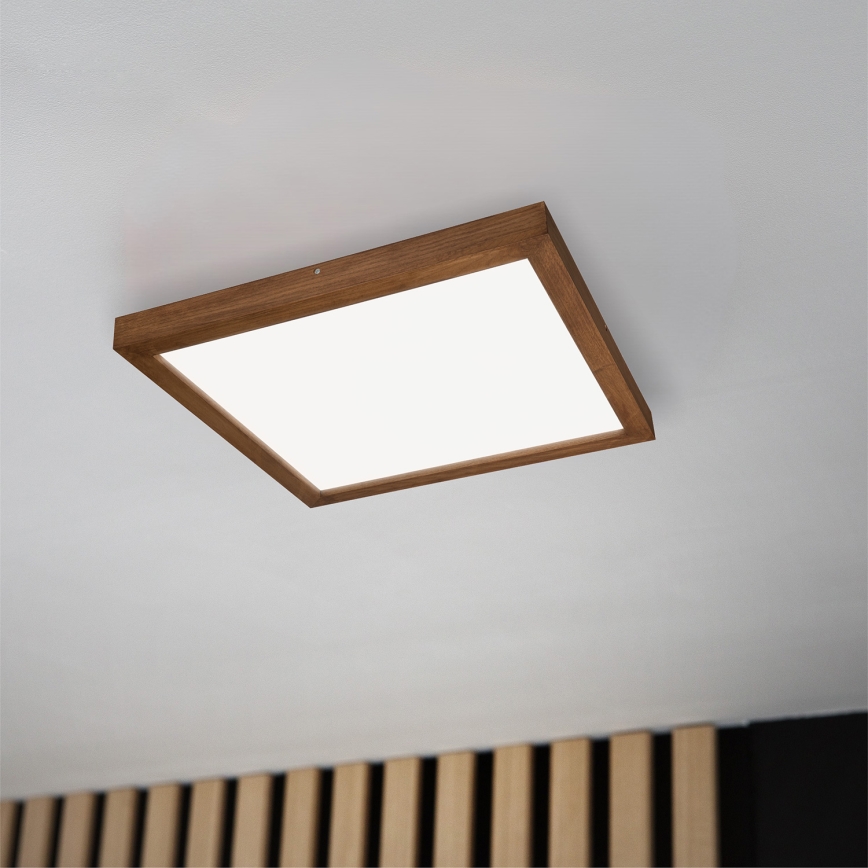 Brilagi - LED Stmievateľné kúpeľňové stropné svietidlo WOODY FRAME LED/50W/230V dub čerešňa 60x60 cm 3000-6000K IP44 + diaľkové ovládanie