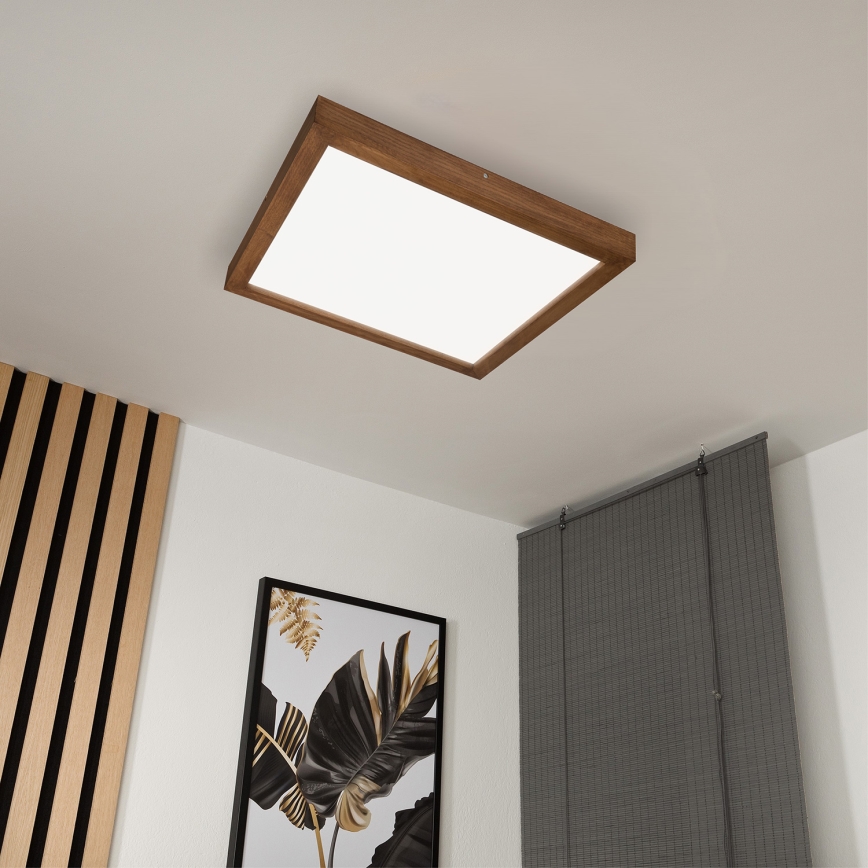 Brilagi - LED Stmievateľné kúpeľňové stropné svietidlo WOODY FRAME LED/50W/230V dub čerešňa 60x60 cm 3000-6000K IP44 + diaľkové ovládanie