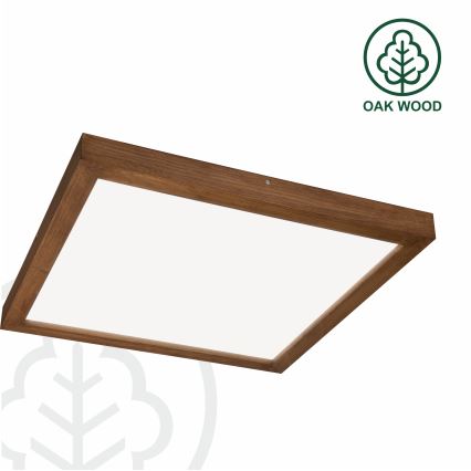Brilagi - LED Stmievateľné kúpeľňové stropné svietidlo WOODY FRAME LED/50W/230V dub čerešňa 60x60 cm 3000-6000K IP44 + diaľkové ovládanie