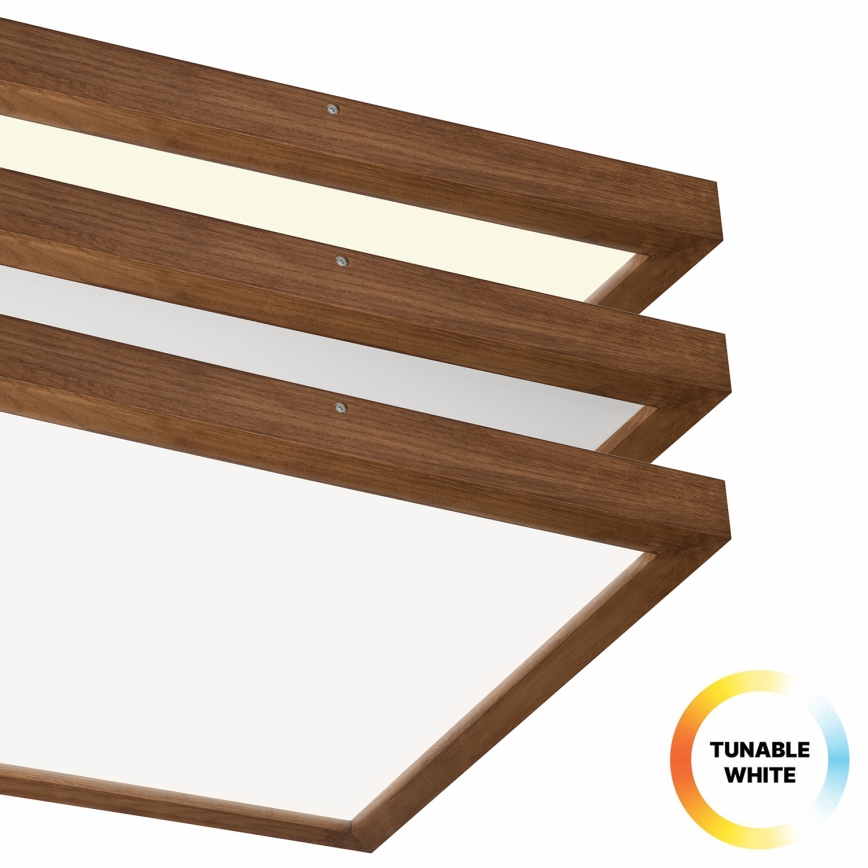 Brilagi - LED Stmievateľné kúpeľňové stropné svietidlo WOODY FRAME LED/50W/230V dub čerešňa 60x60 cm 3000-6000K IP44 + diaľkové ovládanie