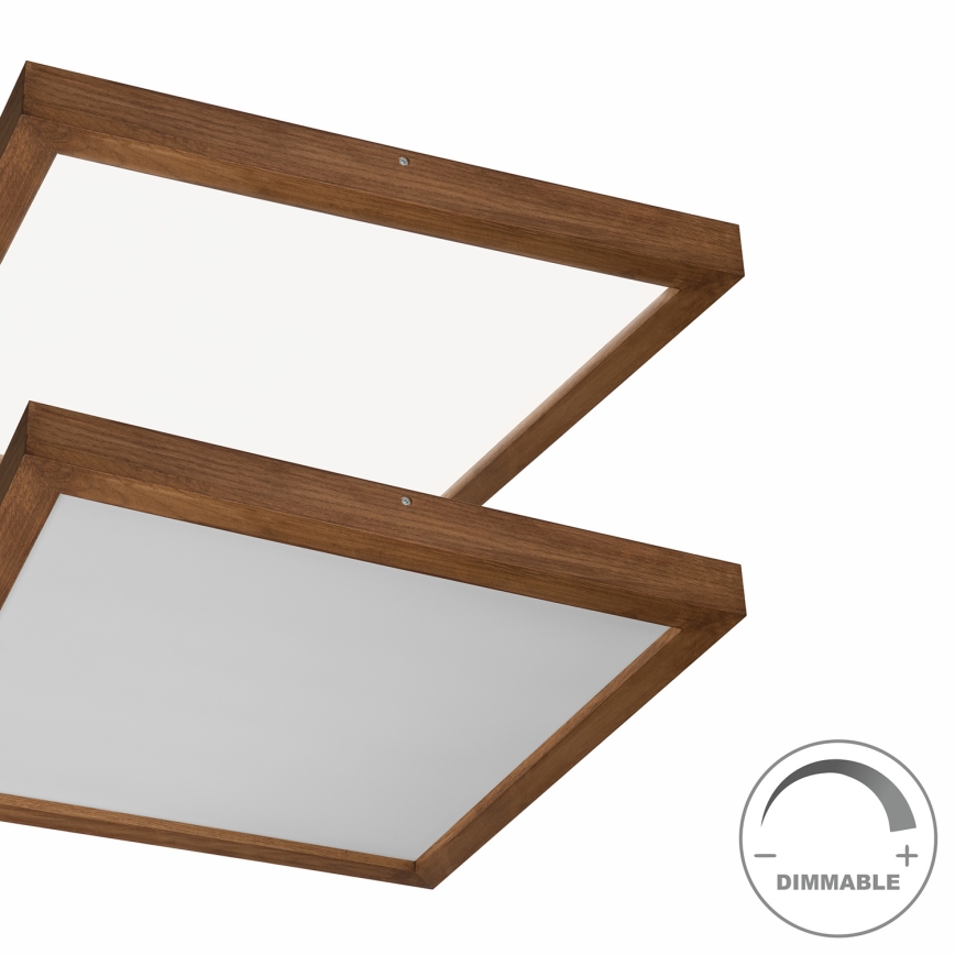 Brilagi - LED Stmievateľné kúpeľňové stropné svietidlo WOODY FRAME LED/50W/230V dub čerešňa 60x60 cm 3000-6000K IP44 + diaľkové ovládanie