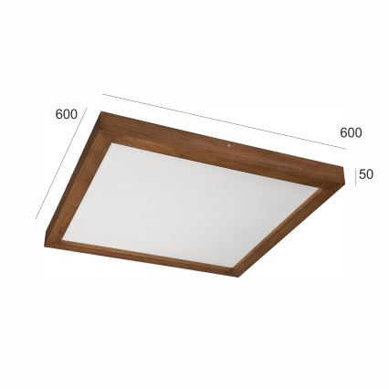 Brilagi - LED Stmievateľné kúpeľňové stropné svietidlo WOODY FRAME LED/50W/230V dub čerešňa 60x60 cm 3000-6000K IP44 + diaľkové ovládanie