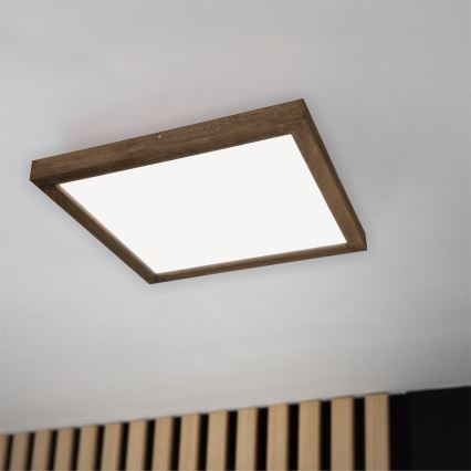 Brilagi - LED Stmievateľné kúpeľňové stropné svietidlo WOODY FRAME LED/50W/230V dub orech 60x60 cm 3000-6000K IP44 + diaľkové ovládanie