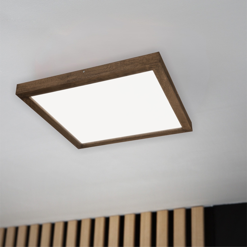 Brilagi - LED Stmievateľné kúpeľňové stropné svietidlo WOODY FRAME LED/50W/230V dub orech 60x60 cm 3000-6000K IP44 + diaľkové ovládanie