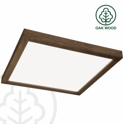 Brilagi - LED Stmievateľné kúpeľňové stropné svietidlo WOODY FRAME LED/50W/230V dub orech 60x60 cm 3000-6000K IP44 + diaľkové ovládanie