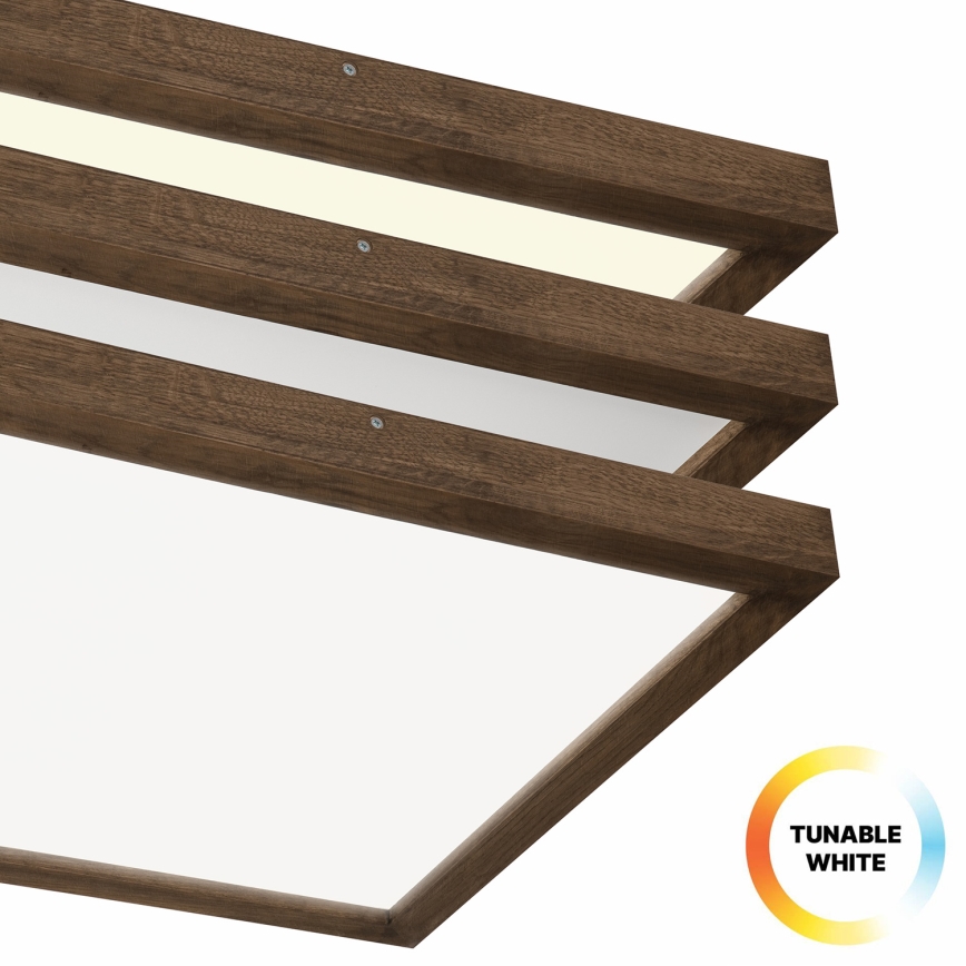 Brilagi - LED Stmievateľné kúpeľňové stropné svietidlo WOODY FRAME LED/50W/230V dub orech 60x60 cm 3000-6000K IP44 + diaľkové ovládanie