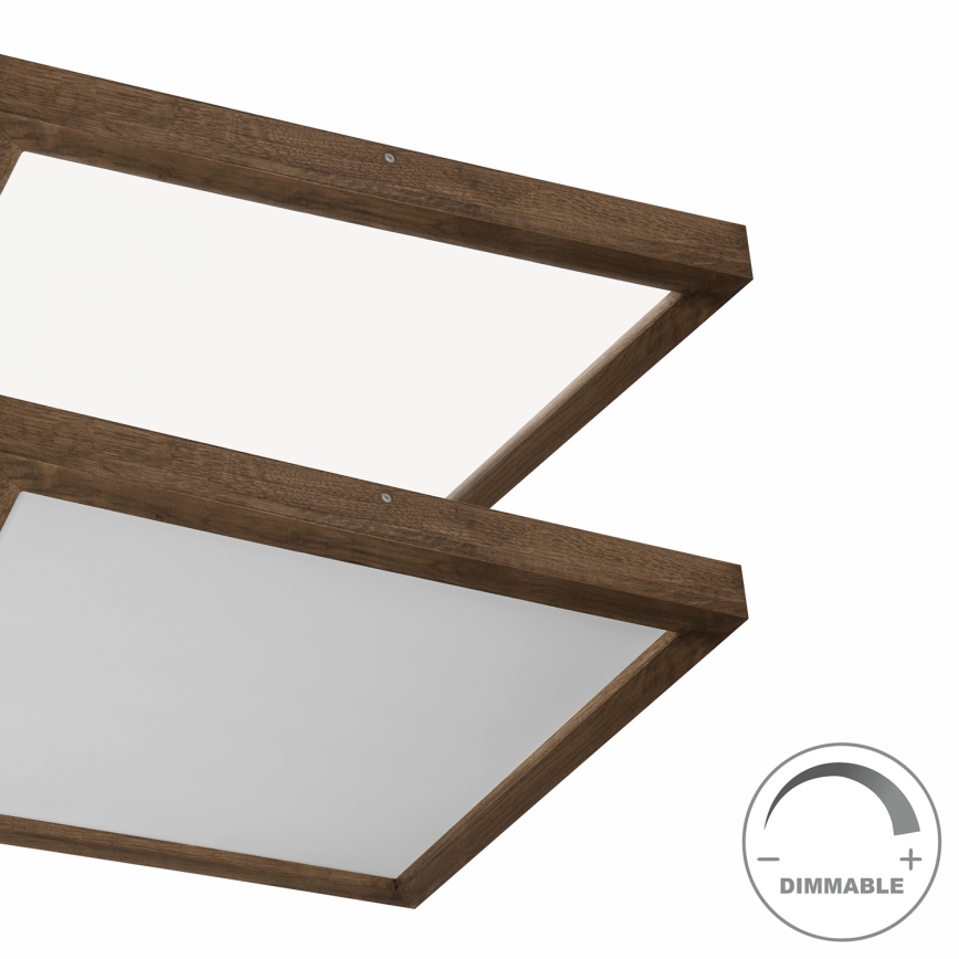 Brilagi - LED Stmievateľné kúpeľňové stropné svietidlo WOODY FRAME LED/50W/230V dub orech 60x60 cm 3000-6000K IP44 + diaľkové ovládanie