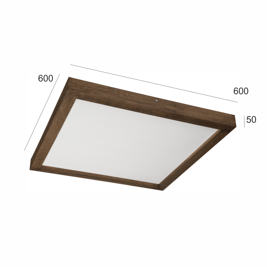 Brilagi - LED Stmievateľné kúpeľňové stropné svietidlo WOODY FRAME LED/50W/230V dub orech 60x60 cm 3000-6000K IP44 + diaľkové ovládanie