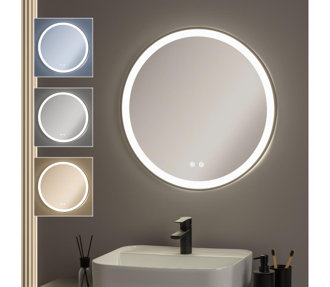 Brilagi-LED stmievateľné vyhrievané zrkadlo s podsvietením ALU PRO LED/18W/230V pr. 60 cm IP44 čierne FG-GM1110-18W-BLK