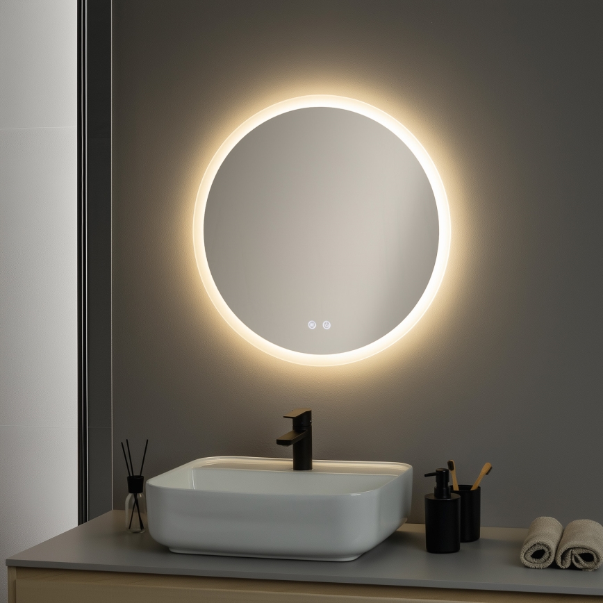 Brilagi - LED kúpeľňové vyhrievané zrkadlo CLARA ECO LED/12W/230V, pr. 60 cm, IP44, CRI 90, stmievateľné + CCT