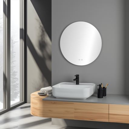 Brilagi - LED stmievateľné kúpeľňové vyhrievané zrkadlo s podsvietením DEMI ECO LED/12W/230V pr. 60 cm 3000/4000/6500K IP44 CRI 90