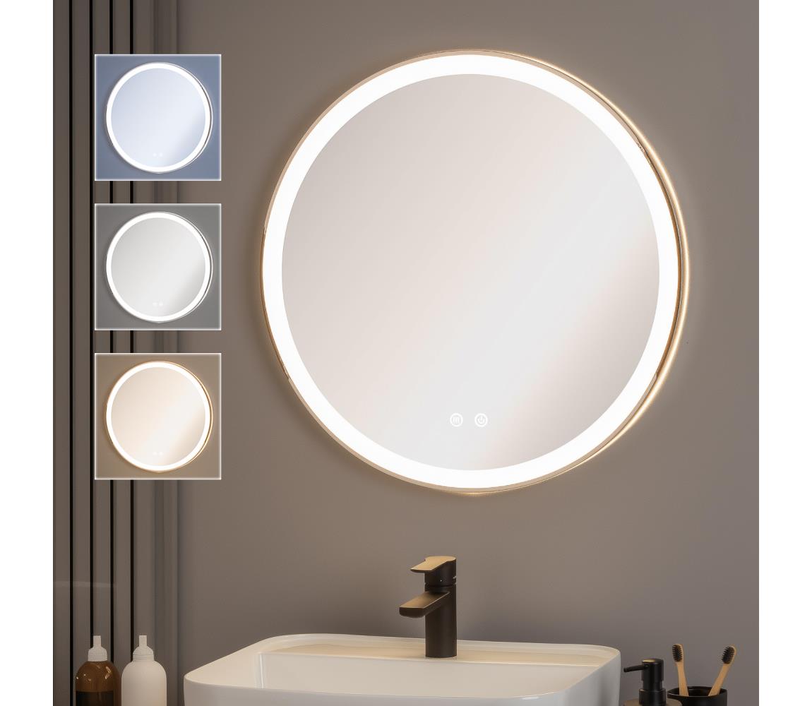 Brilagi-LED stmievateľné vyhrievané zrkadlo s podsvietením, hliníkový profil ALU PRO LED/18W/230V, priemer 60 cm, IP44, lesklý chróm FG-GM1110-18W-CHR
