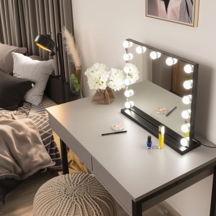 BRILAGI - LED Stmievateľné zrkadlo na líčenie HOLLYWOOD LED/15W/230V CCT + USB čierna