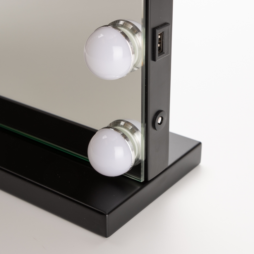 BRILAGI - LED Stmievateľné zrkadlo na líčenie HOLLYWOOD LED/15W/230V CCT + USB čierna