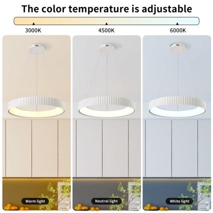 Brilagi - LED stmievateľný luster na lane FALCON MODERN LED/54W/230V pr. 60 cm biela + diaľkové ovládanie