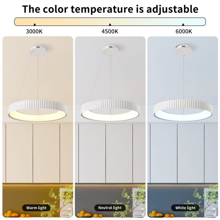 Brilagi - LED stmievateľný luster na lane FALCON MODERN LED/54W/230V pr. 60 cm biela + diaľkové ovládanie
