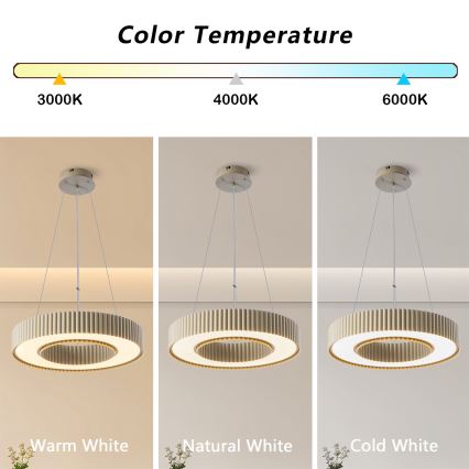 Brilagi - stmievateľný LED luster na lane LUMIX LED/48W/230V 3000-6000K, béžový, priemer 50 cm + diaľkové ovládanie