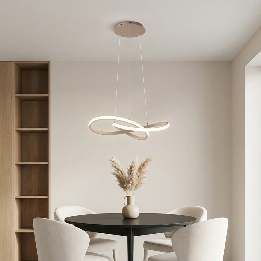 Brilagi - LED stmievateľný závesný luster na lankách INFINITY LED/55W/230V 3000-6000K 50x50 cm béžová + diaľkové ovládanie