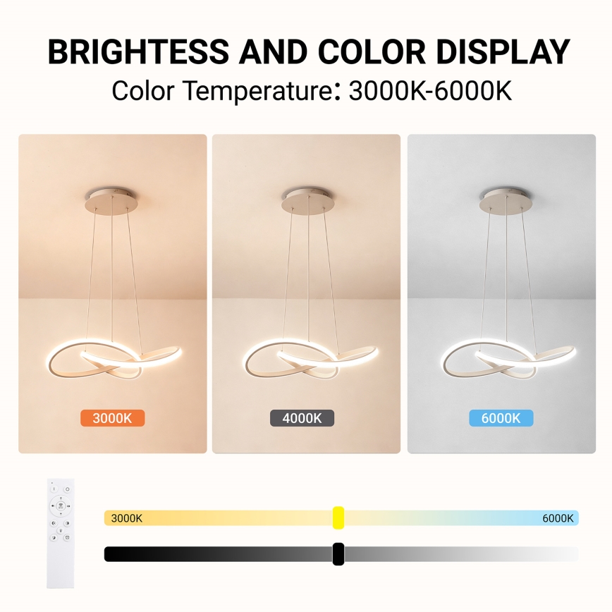 Brilagi - LED stmievateľný závesný luster na lankách INFINITY LED/55W/230V 3000-6000K 50x50 cm béžová + diaľkové ovládanie