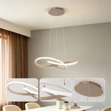 Brilagi - LED stmievateľný závesný luster na lankách INFINITY LED/55W/230V 3000-6000K 50x50 cm béžová + diaľkové ovládanie