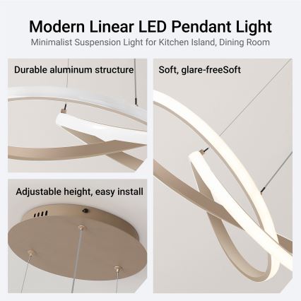 Brilagi - LED stmievateľný závesný luster na lankách INFINITY LED/55W/230V 3000-6000K 50x50 cm béžová + diaľkové ovládanie