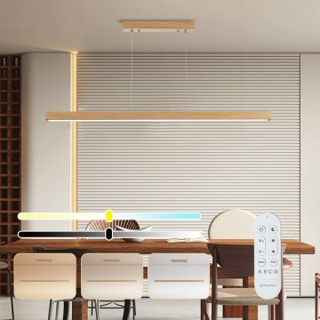 Brilagi - LED stmievateľný luster na lane OAK SMART LED/30W/230V Wi‑Fi Tuya, dub + diaľkové ovládanie