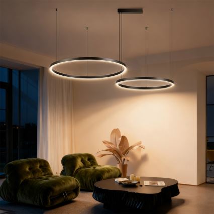Brilagi - LED stmievateľný luster na lanku PORTOFINO LED/98W/230V 3000-6000K čierna + diaľkové ovládanie